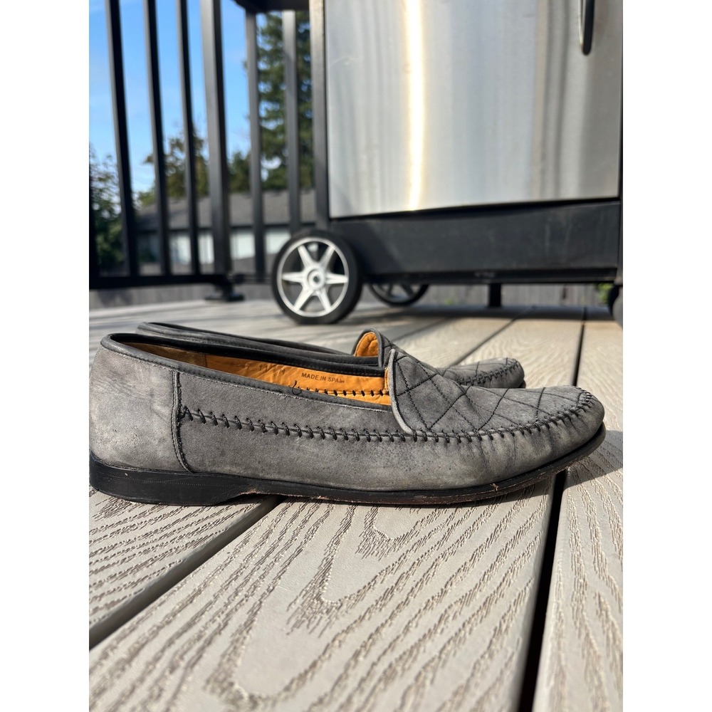 Magnanni‎ Gray Suede Leather Quilted Stitching Loafers 6247 Mens Size 11 M